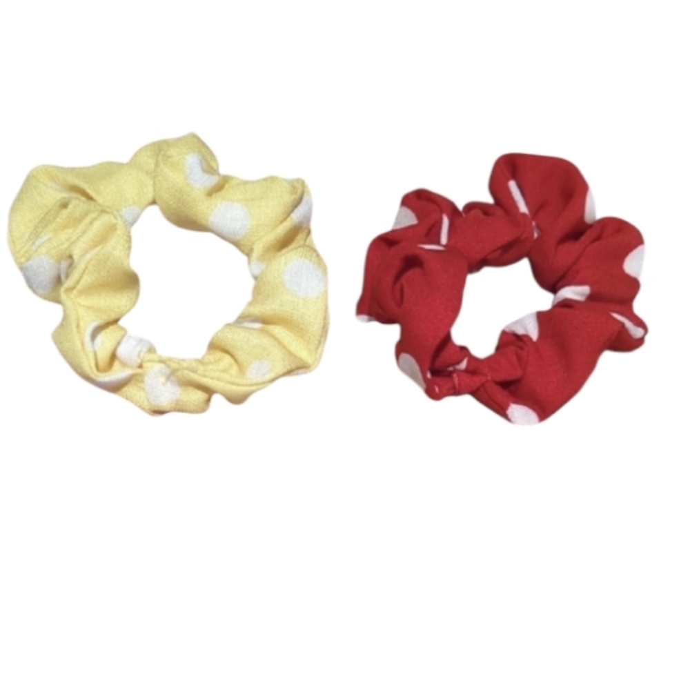 Polka Dot Scrunchie Set - Yellow & Red